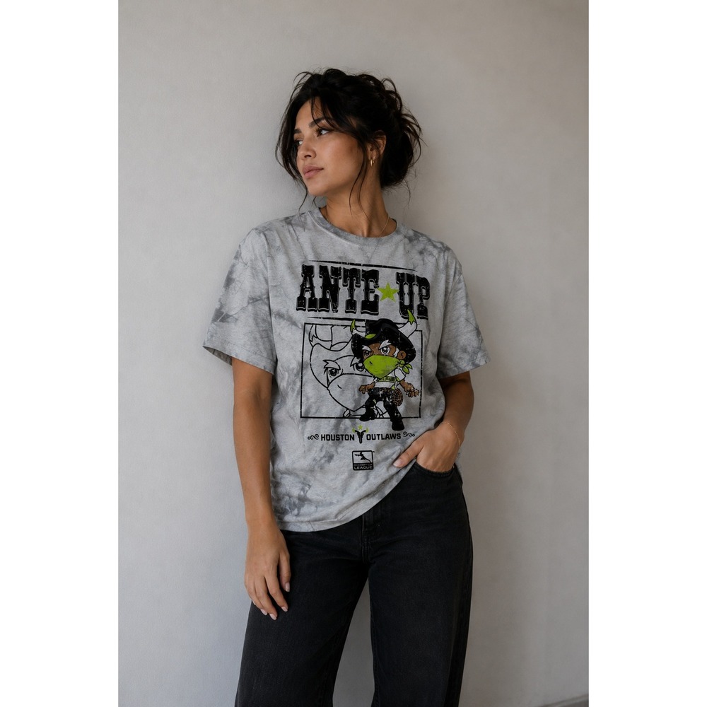 Overwatch League Womens T Shirt Medium Gray Tie Dye Houston Outlaws Ante Up NWT